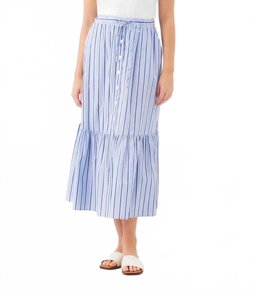 NEW KAREN KANE striped tiered midi skirt in blue